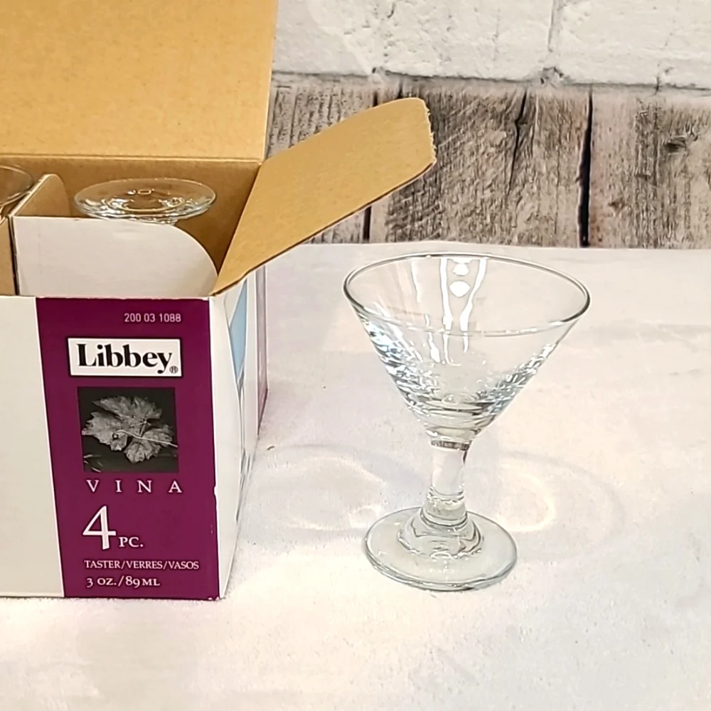 Libbey 3701 Vina 3 Oz. Four Piece Mini Martini Drink/Dessert Glass Set - NIB/NWT